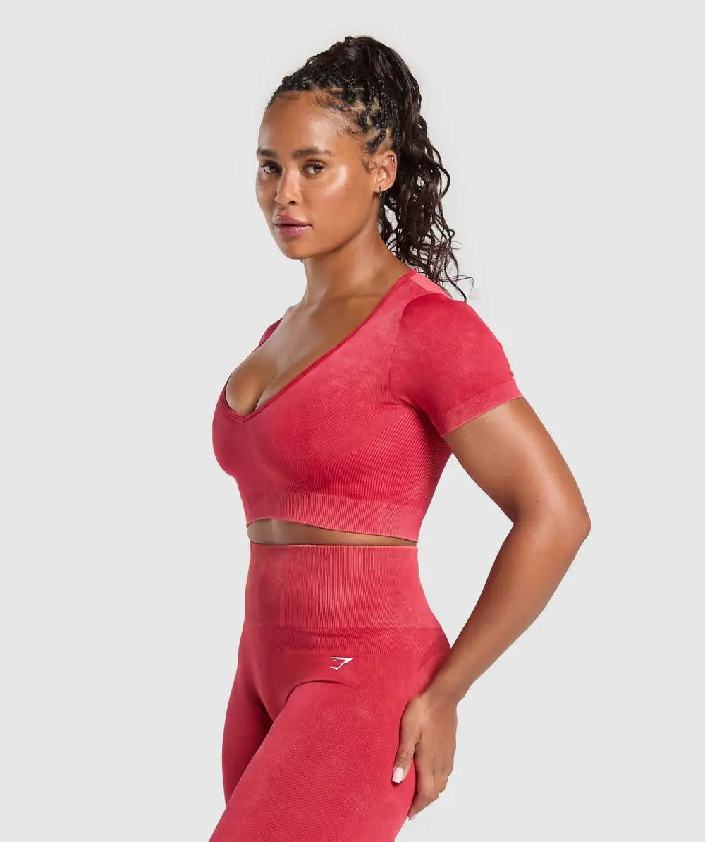 Gains Seamless Washed Crop Top