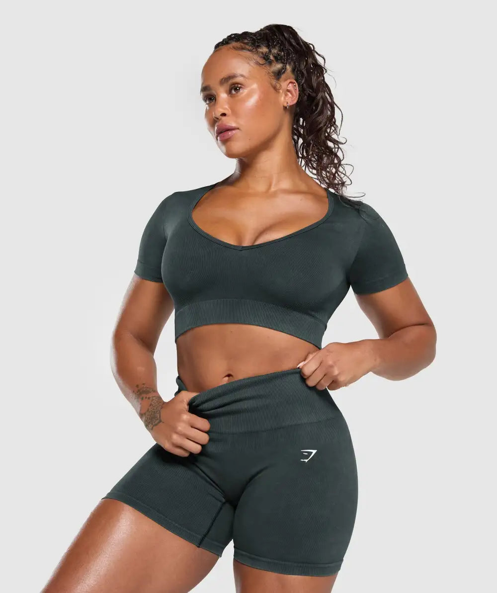 Gains Seamless Washed Crop Top