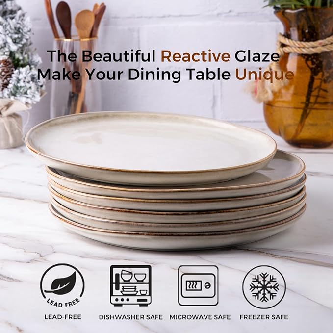 AmorArc Ceramic Dinner Plates Set of 6  10.5 Inch Handmade Reactive Glaze Stoneware Plates