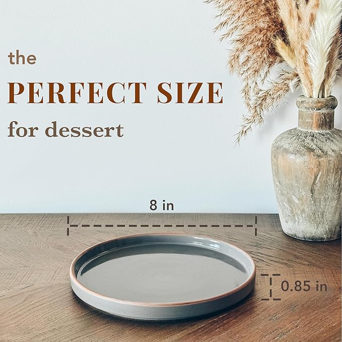 Ceramic Flat Plates Set of 6-8 in - The Dessert  Salad  Appetizer  Small Lunch etc Plate