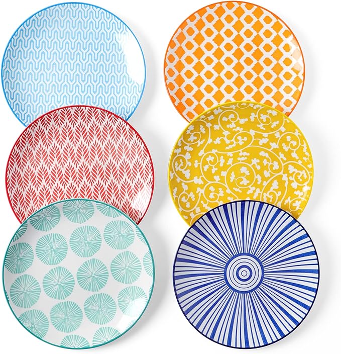 Selamica Ceramic Dessert Plates Set of 6  Small Salad Plates 6 Inch Appetizer Plates for Kitchen