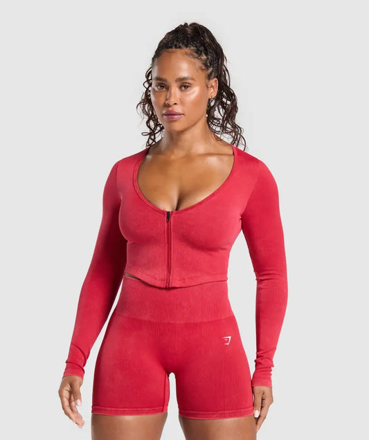 Gains Seamless Washed Zip Up Jacket